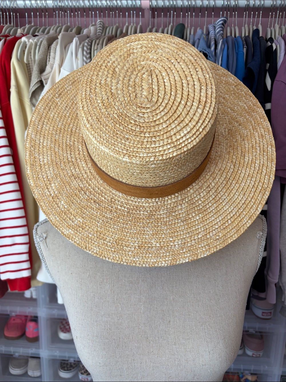 GIGI PIP Natural Straw Wide-Brim Hat with Brown Band